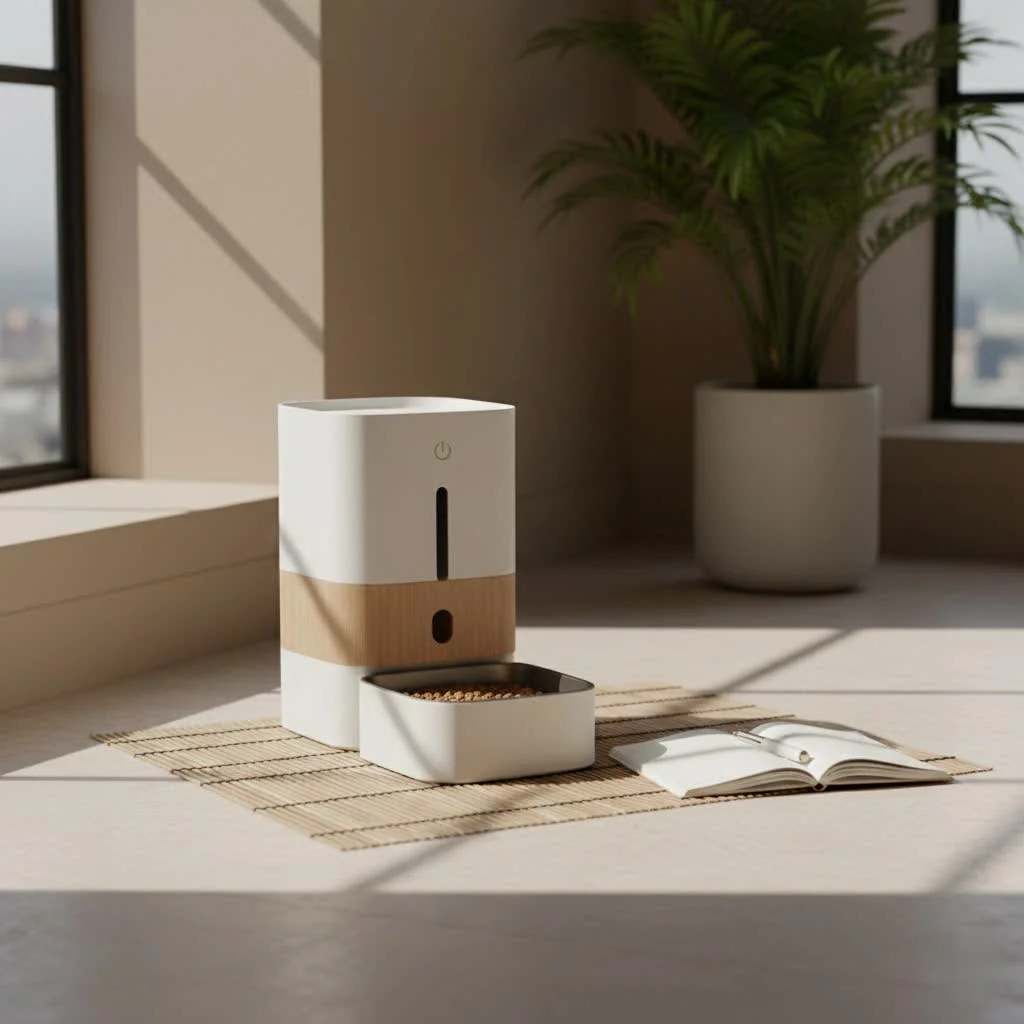 Pet eating from a slow feeder bowl