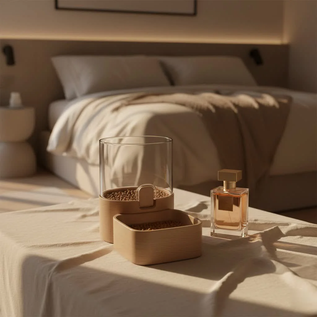 A cat eating from a pet smart automatic cat feeder