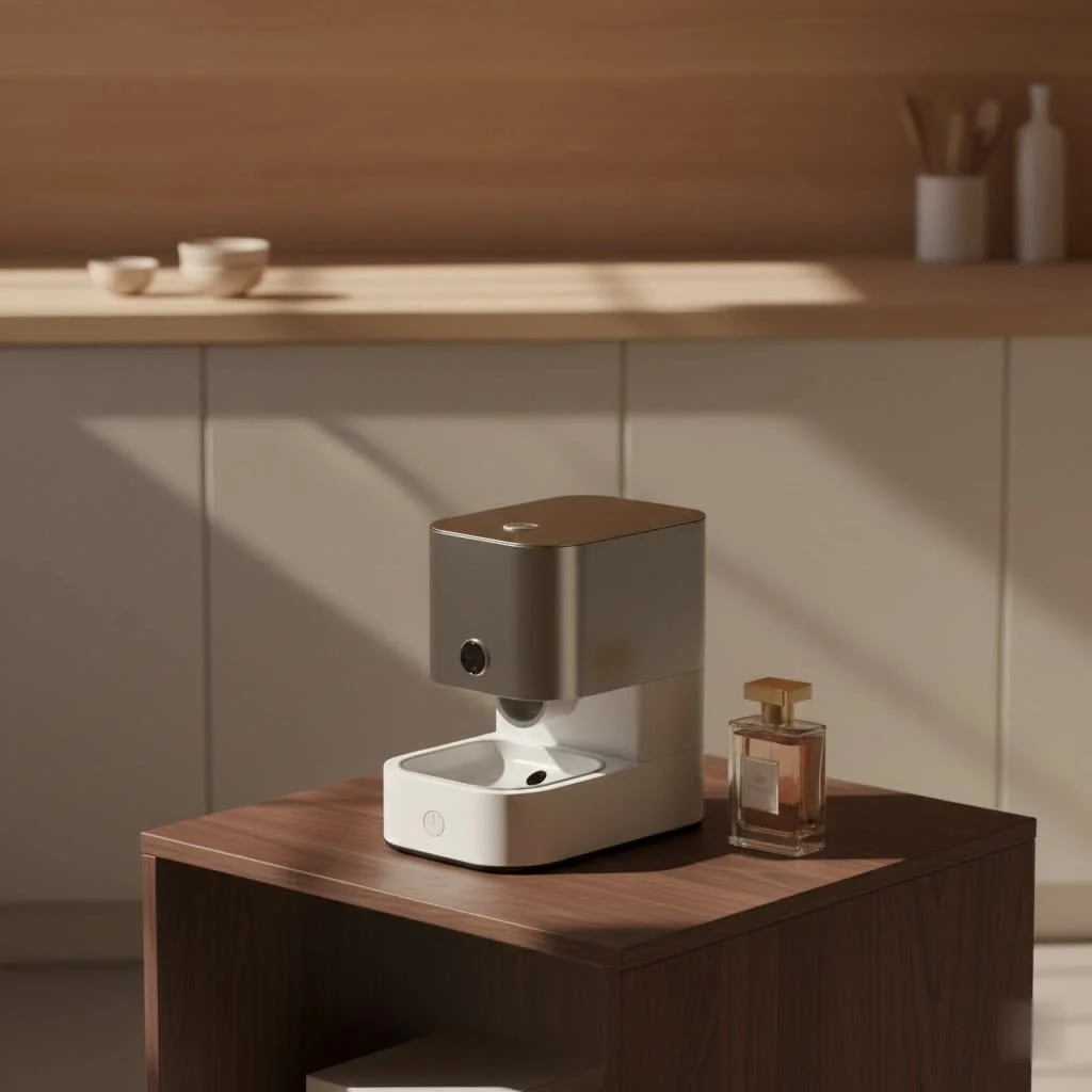 Qpets automatic pet feeder with food tray and control panel