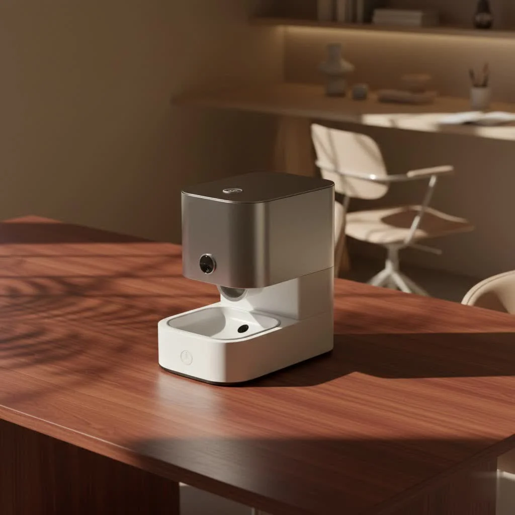 SureFeed Microchip Pet Feeder with a cat eating from it